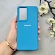 قاب گوشی Galaxy S21 Ultra سامسونگ سیلیکونی اورجینال پاک کنی درجه یک زیربسته آبی کد 110843