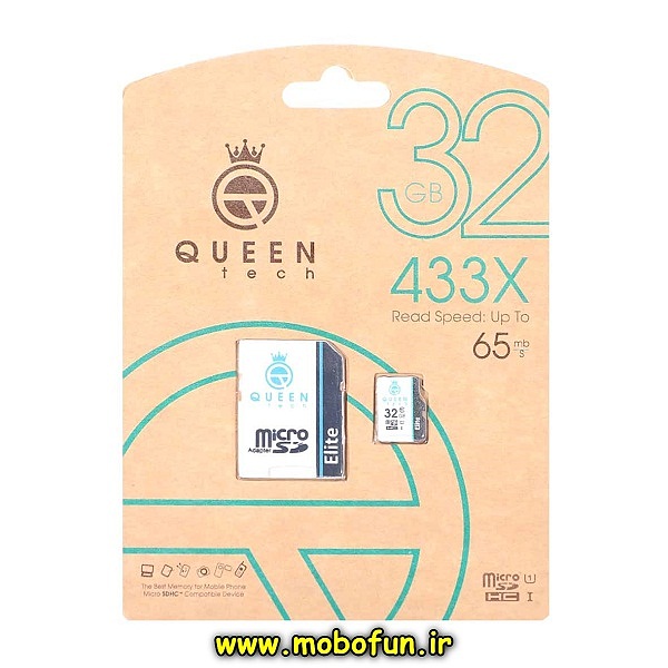 مشخصات و خرید کارت حافظه 32 گیگابایت کوئین تک Queen tech مدل 433X با استاندارد U1 Class 10 و سرعت 65Mb/s به همراه آداپتور SD، خرید کارت حافظه 32 گیگابایت کوئین تک Queen tech مدل 433X با استاندارد U1 Class 10 و سرعت 65Mb/s به همراه آداپتور SD از فروشگاه موبوفان، قیمت کارت حافظه 32 گیگابایت کوئین تک Queen tech مدل 433X با استاندارد U1 Class 10 و سرعت 65Mb/s به همراه آداپتور SD