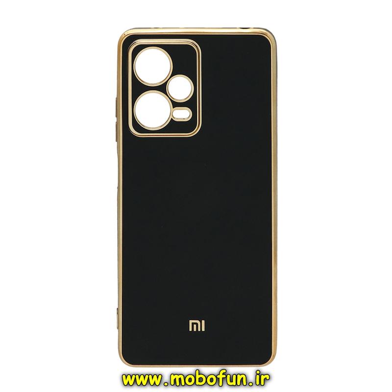 قاب گوشی Redmi Note 12 Pro Plus 5G / Redmi Note 12 Explorer شیائومی طرح ژله ای مای کیس گلد لاین دور طلایی محافظ لنز دار مشکی کد 95412