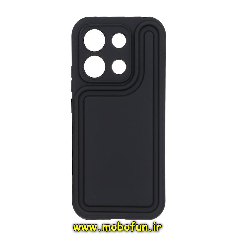 قاب گوشی Redmi Note 13 4G شیائومی طرح سیلیکونی Solid ساده محافظ لنزدار مشکی کد 95455