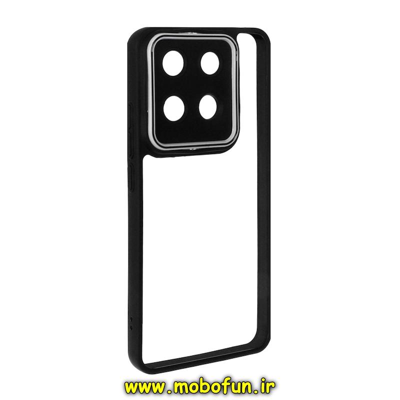 قاب گوشی Redmi Note 13 4G شیائومی پشت طلق شفاف دور سیلیکونی دور رنگی محافظ لنز برجسته مشکی کد 95467