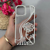 قاب گوشی iPhone 12 / iPhone 12 Pro آیفون اورجینال نگین دار لاکچری الکتروپلیتینگ طرح گل نقره ای کد 111643
