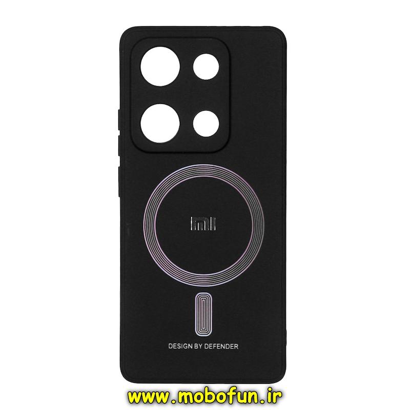 قاب گوشی Redmi Note 13 Pro 4G / Poco M6 Pro 4G شیائومی سیلیکونی دیفندر DEFENDER طرح مگ سیف محافظ لنزدار مشکی کد 95517