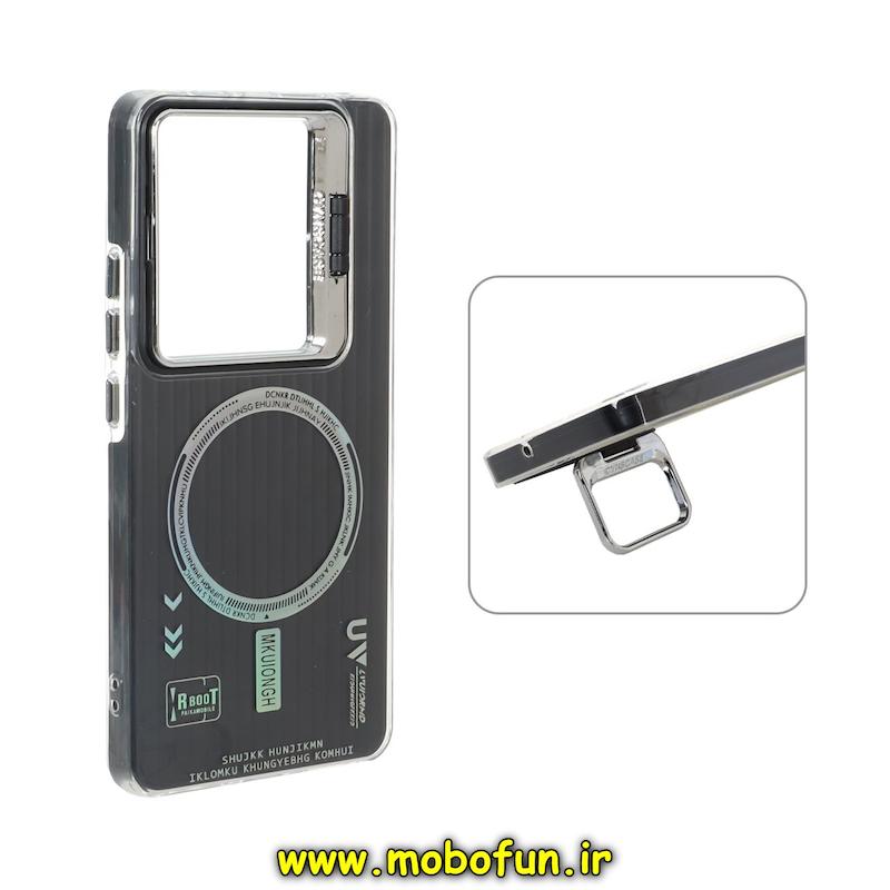 قاب گوشی Redmi Note 13 Pro 4G / Poco M6 Pro 4G / Redmi Note 14S شیائومی دولایه سیلیکونی استندشو طرح مگ سیف کرکره ای کلاسیک مشکی کد 95524