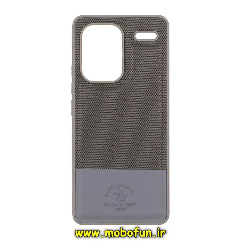 قاب گوشی Redmi Note 13 Pro Plus شیائومی چرمی سوزنی کلاسیک POLO پولو سخت HARD خاکستری کد 95573