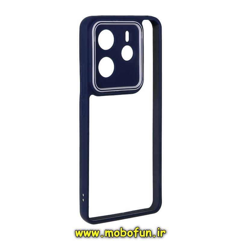 قاب گوشی Redmi Note 14 4G شیائومی پشت طلق شفاف دور سیلیکونی دور رنگی محافظ لنز برجسته سرمه ای کد 95608
