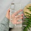 قاب گوشی Galaxy A12 / M12 سامسونگ لاکچری شفاف شاین رزینی لنز کرومی طرح پروانه کد 111709