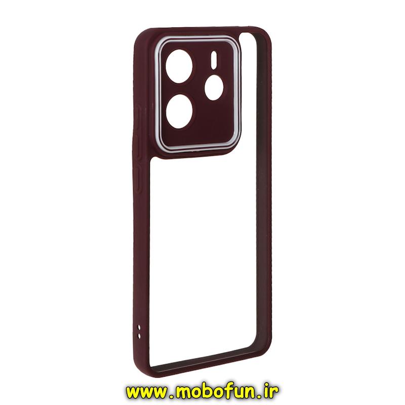 قاب گوشی Redmi Note 14 4G شیائومی پشت طلق شفاف دور سیلیکونی دور رنگی محافظ لنز برجسته زرشکی کد 95609