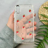 قاب گوشی iPhone X / iPhone XS آیفون لاکچری شفاف شاین رزینی لنز کرومی طرح توت فرنگی کد 111743