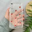 قاب گوشی iPhone X / iPhone XS آیفون لاکچری شفاف شاین رزینی لنز کرومی طرح توت فرنگی کد 111743