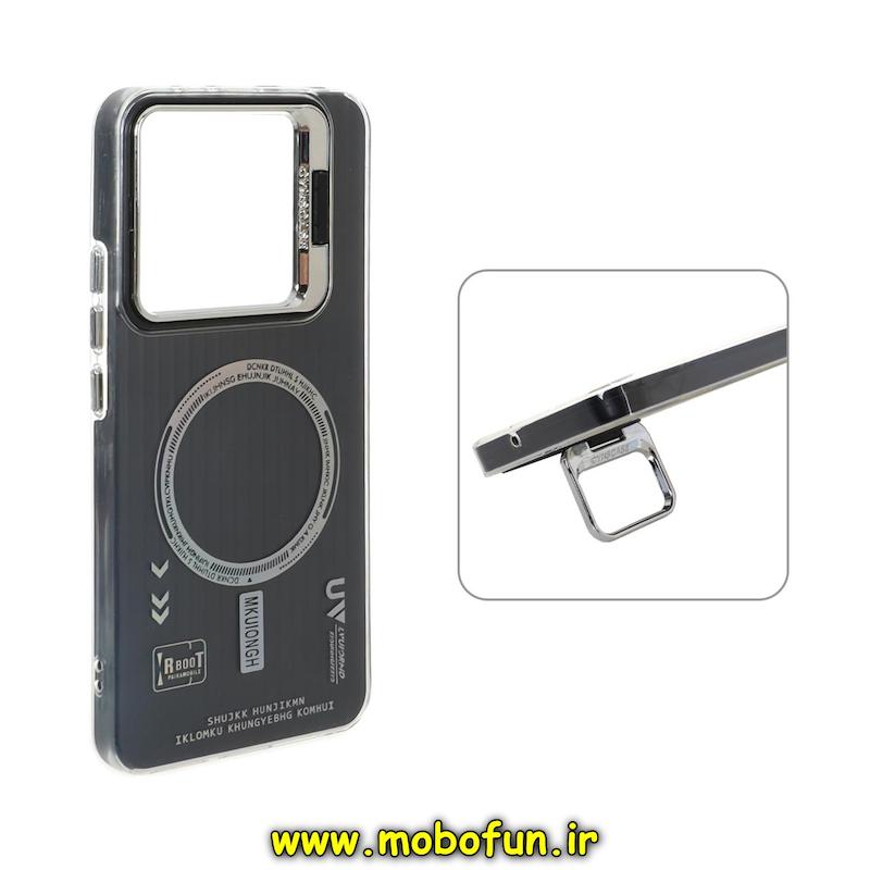 قاب گوشی Redmi Note 14 4G شیائومی دولایه سیلیکونی استندشو طرح مگ سیف کرکره ای کلاسیک مشکی کد 95624