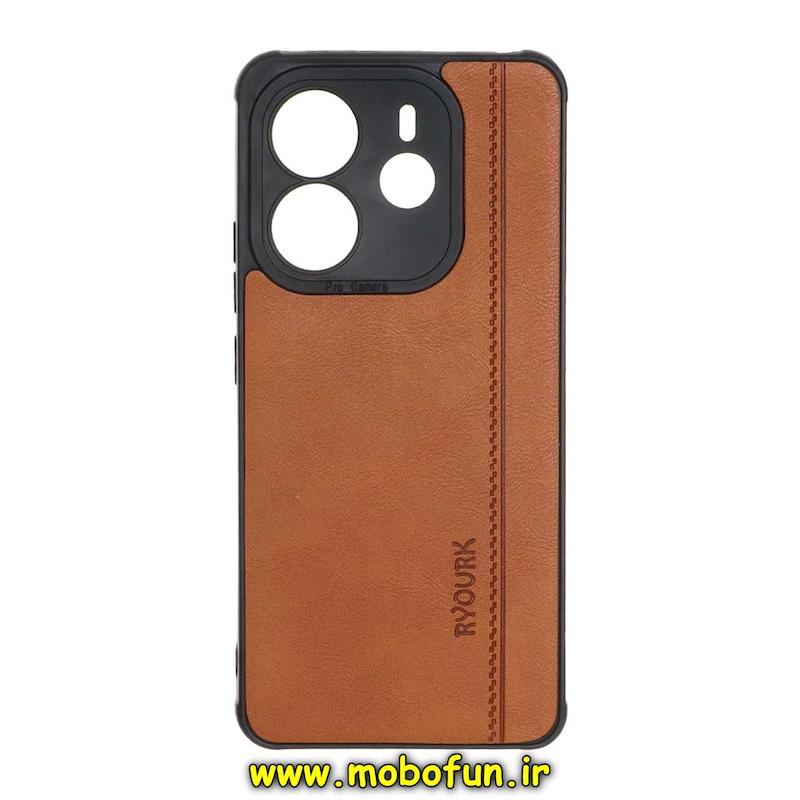 قاب گوشی Redmi Note 14 4G شیائومی طرح ژله ای چرمی ساده Ryourk عسلی کد 95639