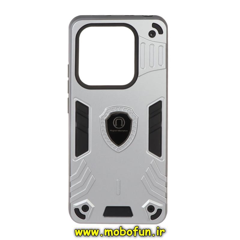 قاب گوشی Redmi Note 14 4G شیائومی طرح ضد ضربه بتمن Magnet Adsorption مگنتی نقره ای کد 95666