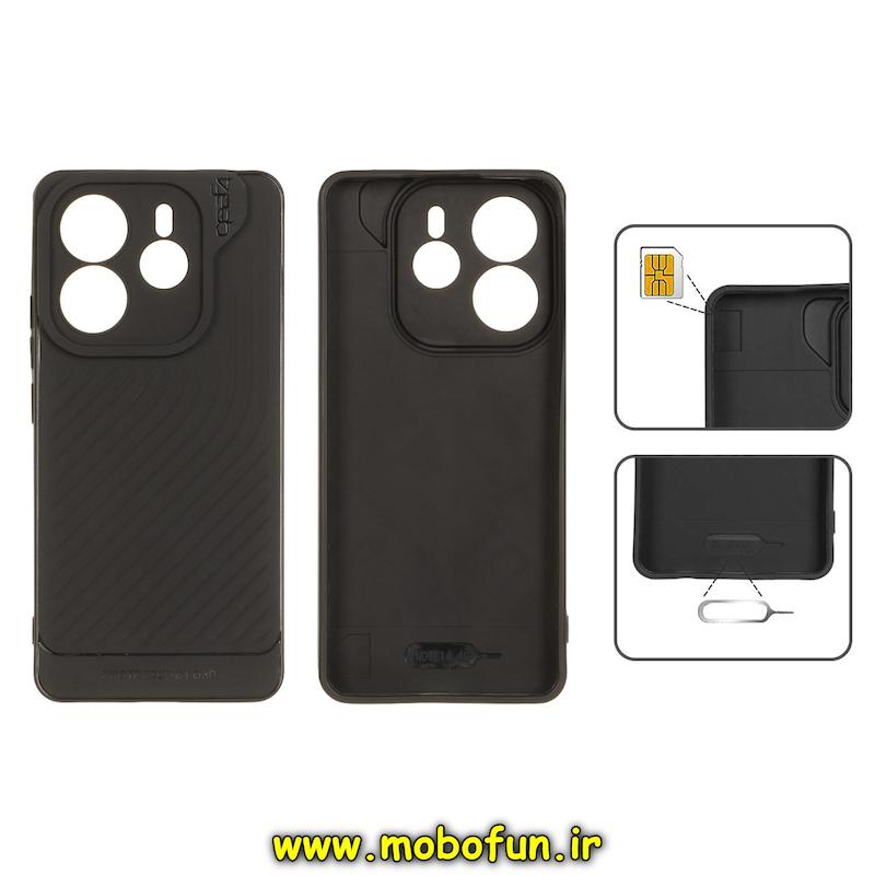 قاب گوشی Redmi Note 14 4G شیائومی اورجینال GEAR4 سیلیکونی راه راه محافظ لنز دار مشکی کد 95668