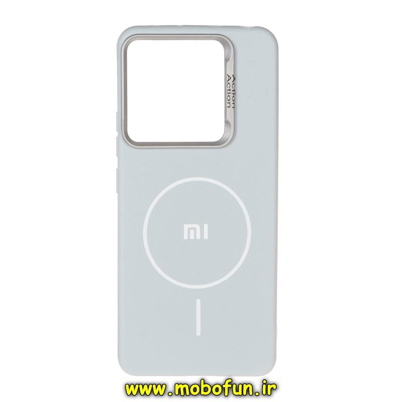 قاب گوشی Redmi Note 14 4G شیائومی لدر دیزاین SOFT Lether Design اکشن ACTION سیلیکونی طرح مگ سیف آبی کد 95678