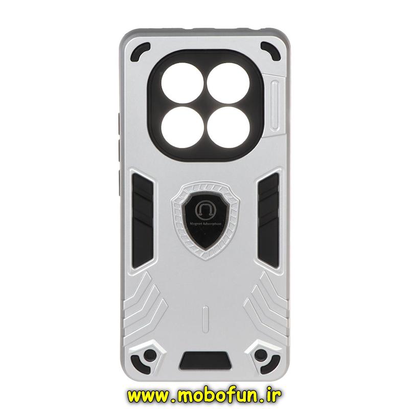 قاب گوشی Redmi Note 14 Pro 5G / Redmi Note 14 Pro Plus / Poco X7 شیائومی طرح ضد ضربه بتمن Magnet Adsorption محافظ لنز دار نقره ای کد 95730