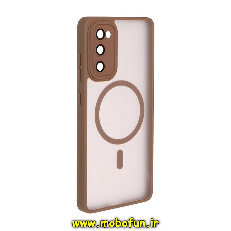 قاب گوشی Galaxy S20 FE سامسونگ مات Hard Case طرح مگ سیف دور هاشور سیلیکونی قهوه ای کد 95781
