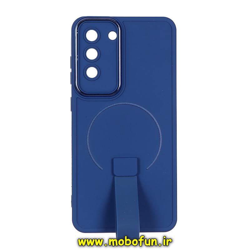 قاب گوشی Galaxy S21 FE سامسونگ متال کیس سیلیکونی ژله ای LUXUARY بند انگشتی طرح مگ سیف محافظ لنز دار سرمه ای کد 95795