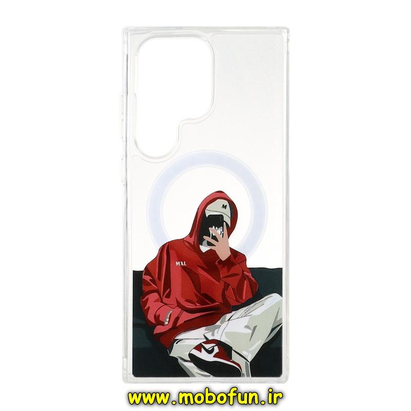 قاب گوشی Galaxy S23 Ultra سامسونگ طلقی سخت Hard شیشه ای شفاف طرح مگ سیف فانتزی اسپرت کد 95848