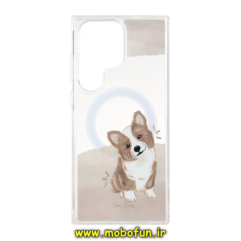 قاب گوشی Galaxy S23 Ultra سامسونگ طلقی سخت Hard شیشه ای شفاف طرح مگ سیف فانتزی سگ کد 95851