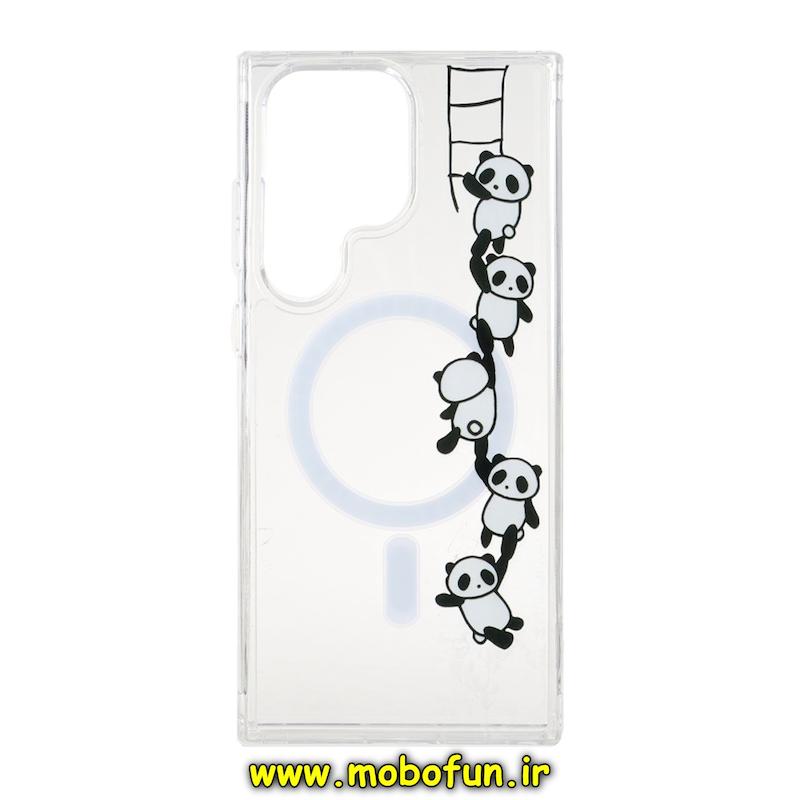 قاب گوشی Galaxy S23 Ultra سامسونگ طلقی سخت Hard شیشه ای شفاف طرح مگ سیف فانتزی پاندا کد 95852