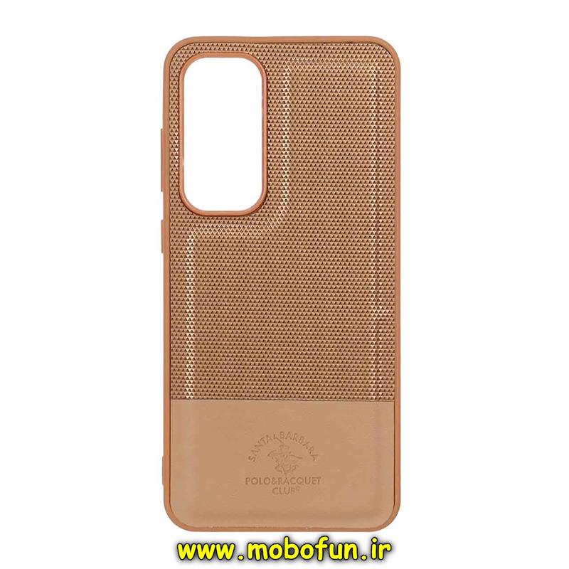 قاب گوشی Galaxy S24 FE سامسونگ چرمی سوزنی کلاسیک POLO پولو سخت HARD قهوه ای کد 95858