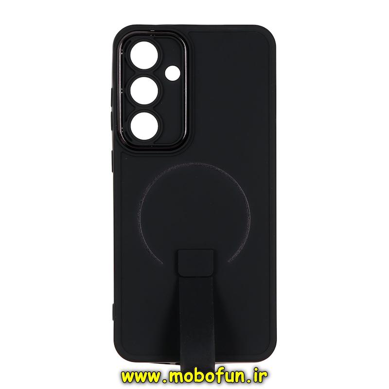 قاب گوشی Galaxy S24 FE سامسونگ متال کیس سیلیکونی ژله ای LUXUARY بند انگشتی طرح مگ سیف محافظ لنز دار مشکی کد 95865