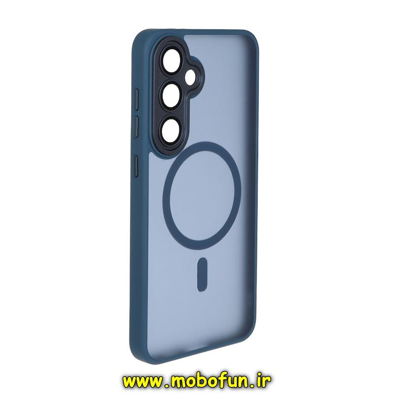 قاب گوشی Galaxy S24 FE سامسونگ مات Hard Case طرح مگ سیف دور سیلیکونی سرمه ای کد 95875