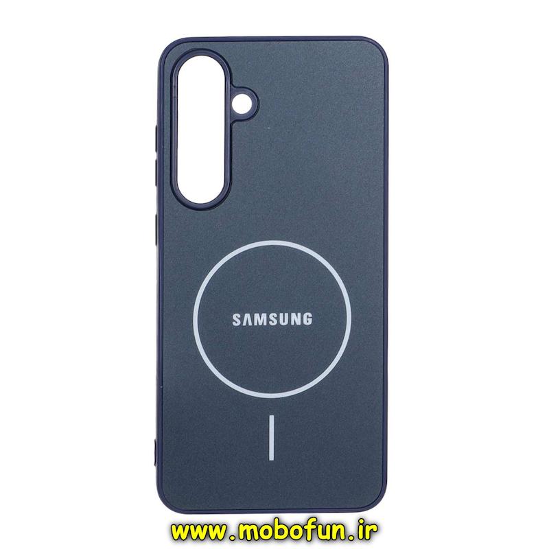 قاب گوشی Galaxy S24 FE سامسونگ مدل PVD ضد خش پشت گلس شیشه ای طرح مگ سیف سرمه ای کد 95882