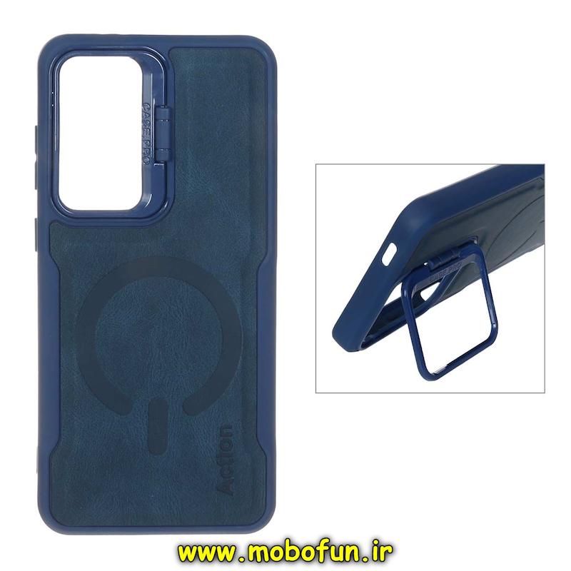 قاب گوشی Galaxy S24 FE سامسونگ سیلیکونی نیوزون جیر استندشو Action لاکچری سرمه ای کد 95890