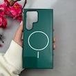قاب گوشی Galaxy S24 Ultra سامسونگ طرح مگ سیف سخت HARD شیشه ای براق کلاسیک سبز کد 112223