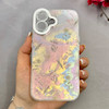 قاب گوشی iPhone 16 آیفون فانتزی ماربل لاکچری کرومی محافظ لنزدار اکلیلی طرح گل کد 113928