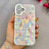قاب گوشی iPhone 17 آیفون فانتزی ماربل لاکچری کرومی محافظ لنزدار اکلیلی طرح گل کد 113937