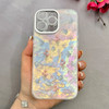 قاب گوشی iPhone 16 Pro Max آیفون فانتزی ماربل لاکچری کرومی محافظ لنزدار اکلیلی طرح گل کد 113987