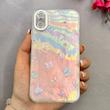 قاب گوشی iPhone X / iPhone XS آیفون فانتزی ماربل لاکچری کرومی محافظ لنزدار اکلیلی طرح پروانه کد 114010