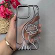 قاب گوشی iPhone 15 Pro Max آیفون اورجینال نگین دار لاکچری الکتروپلیتینگ طرح گل مشکی کد 111647