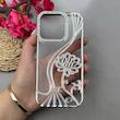 قاب گوشی iPhone 16 Pro آیفون اورجینال نگین دار لاکچری الکتروپلیتینگ طرح گل نقره ای کد 111654