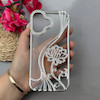 قاب گوشی iPhone 17 آیفون اورجینال نگین دار لاکچری الکتروپلیتینگ طرح گل نقره ای کد 111658