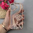 قاب گوشی iPhone 17 آیفون اورجینال نگین دار لاکچری الکتروپلیتینگ طرح گل طلایی کد 111661
