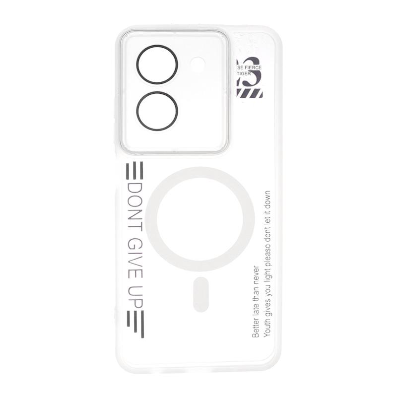 قاب گوشی Redmi A5 / Poco C71 شیائومی ورجینال متال کیس Metal طرح ژله ای شفاف طرح مگ سیف محافظ لنز دار سفید کد 113055