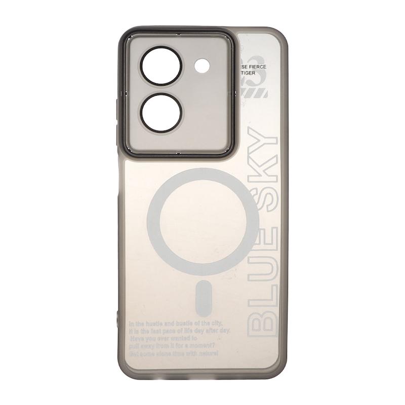 قاب گوشی Redmi A5 / Poco C71 شیائومی ورجینال متال کیس Metal طرح ژله ای شفاف طرح مگ سیف محافظ لنز دار خاکستری کد 113056