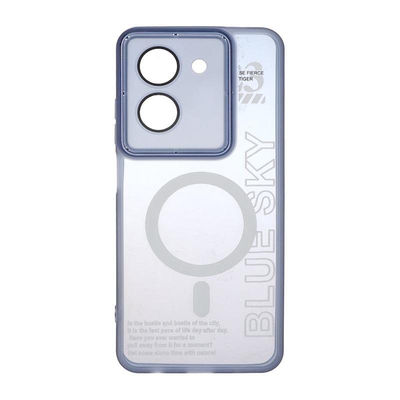 قاب گوشی Redmi A5 / Poco C71 شیائومی ورجینال متال کیس Metal طرح ژله ای شفاف طرح مگ سیف محافظ لنز دار آبی کد 113057