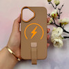 قاب گوشی iPhone 16 آیفون مگ سیف دار اورجینال سخت HARD کلاسیک فینگربند انگشتی قهوه ای کد 114132