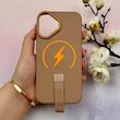 قاب گوشی iPhone 16 آیفون مگ سیف دار اورجینال سخت HARD کلاسیک فینگربند انگشتی قهوه ای کد 114132