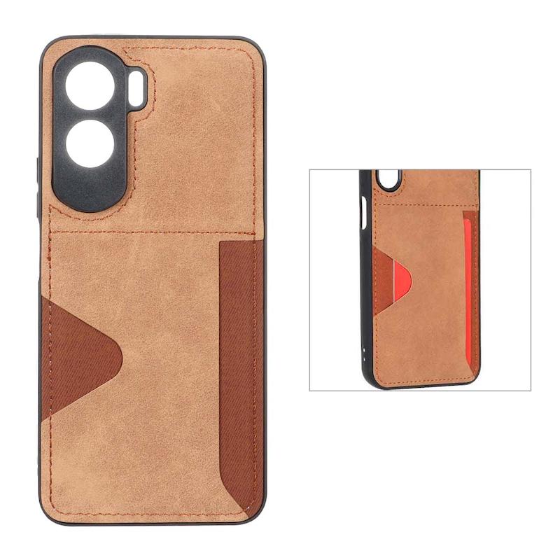 قاب گوشی Honor 90 Lite آنر جیر ضد ضربه HARD جاکارتی دار قهوه ای کد 96160