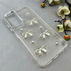 قاب گوشی Galaxy A05S سامسونگ لاکچری شفاف شاین رزینی لنز کرومی طرح پاپیون و مروارید برجسته کد 116108