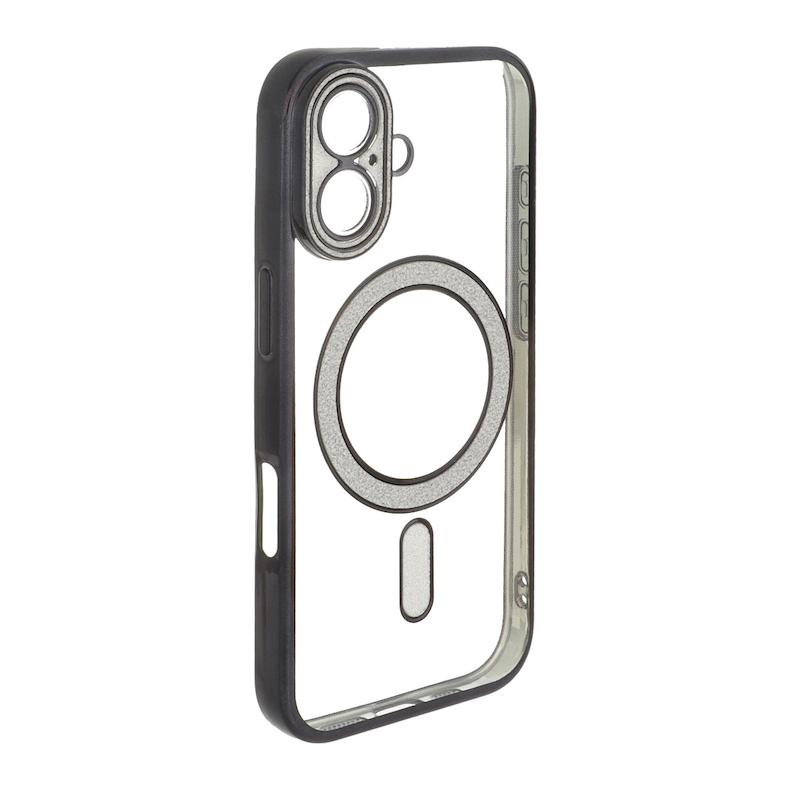 قاب گوشی iPhone 17 آیفون اورجینال اکلیلی لاکچری الکتروپلیتینگ مگ سیف دار مشکی کد 96199
