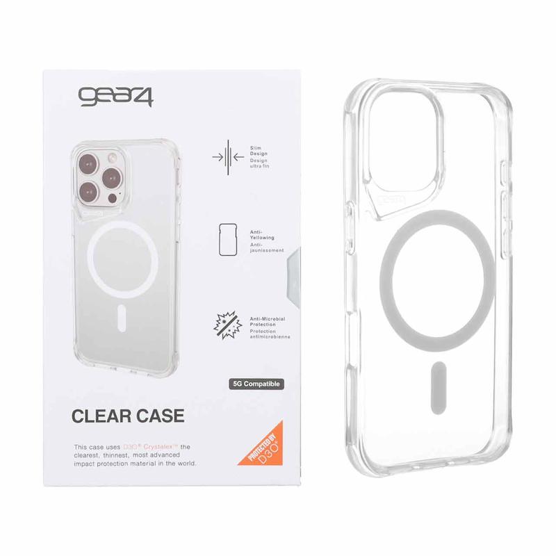 قاب گوشی iPhone 17 آیفون اورجینال جیرفور Gear4 طرح طلقی شیشه ای مگ سیف دار شفاف کد 96201