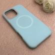 قاب گوشی iPhone 16 Pro Max آیفون سیلیکونی پاستیلی اورجینال Case پاک کنی مگ سیف دار MagSafe داخل مخملی درجه یک آبی کد 115560