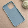 قاب گوشی iPhone 15 Pro Max آیفون سیلیکونی پاستیلی اورجینال Case پاک کنی مگ سیف دار MagSafe داخل مخملی درجه یک آبی کد 115561